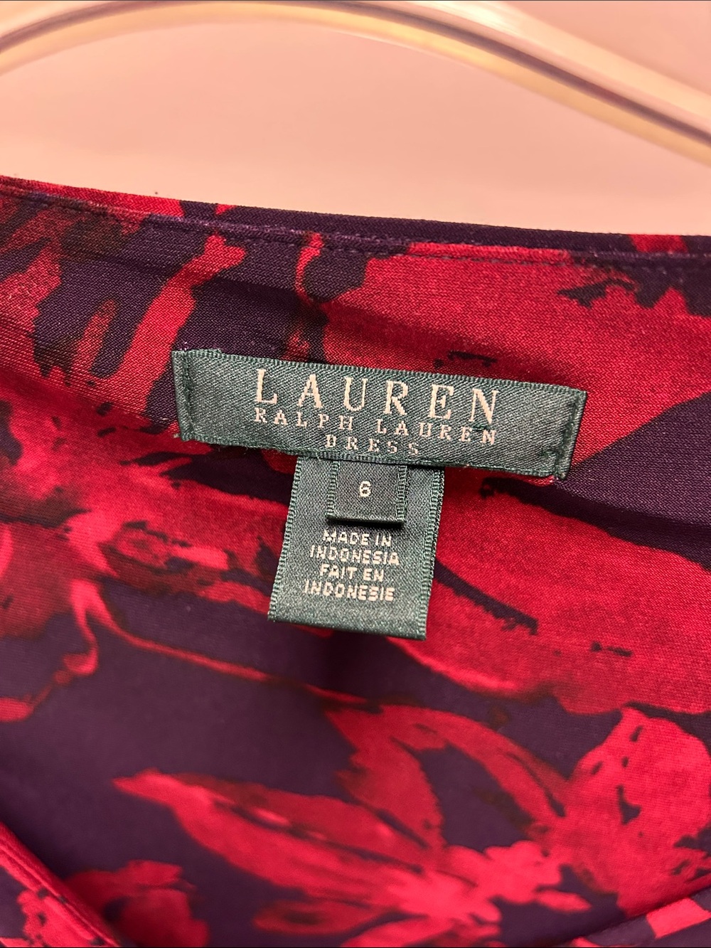 Lauren Ralph Lauren Navy and Red Floral Wrap-Style Long Sleeve Dress image 2